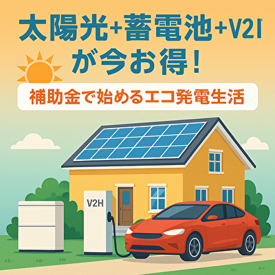 今だけ補助金70万円！太陽光＋蓄電池＋V2Hが激安で導入できるチャンス！